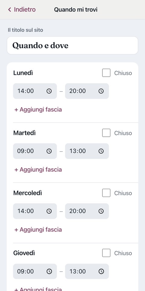 La pagina riservata vista da un telefono.