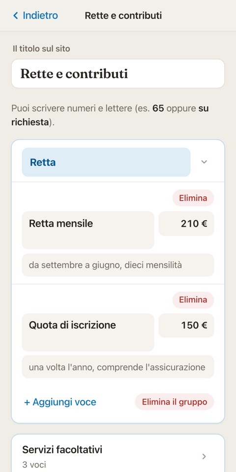 La pagina riservata vista da un telefono.